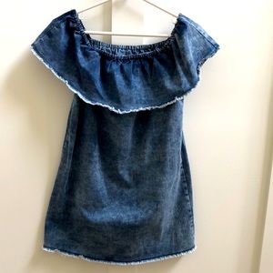 Forever 21 Denim Off the Shoulder Dress or Tunic Shirt Size Medium